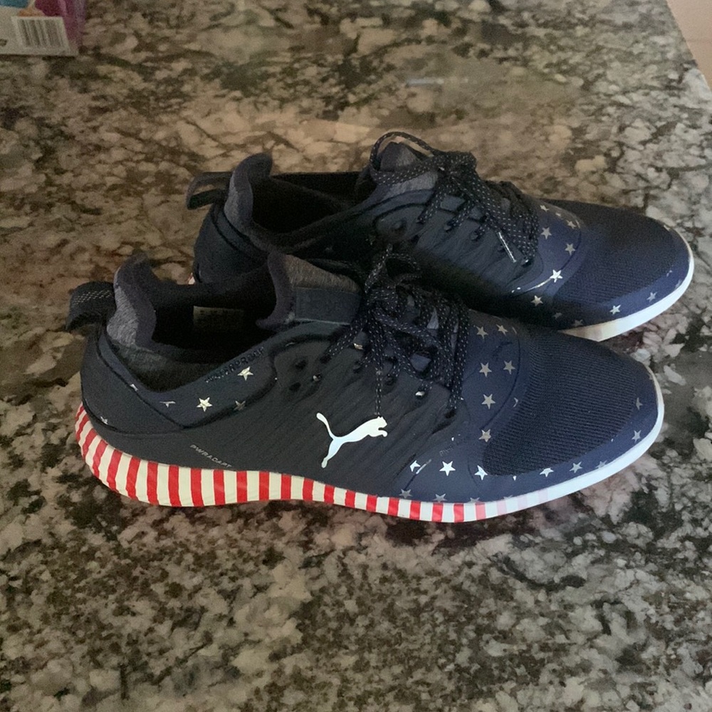 PUMA Limited Edition - IGNITE PWRADAPT Caged Star Spangled Golf Shoes - Peacoat